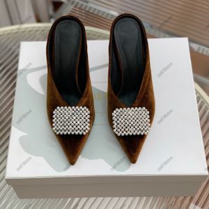 Dames de luxe talons hauts chaussures de perles décorées élégamment noir fuchsia fête d'été spectacle de mariage talons hauts designer de haute qualité
