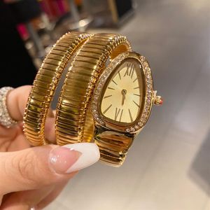 Luxe damesarmbandhorloge gouden slang Horloges Merkontwerper Roestvrij stalen band diamant Dameshorloges voor dames Valentine220o