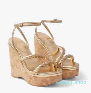 Luxe Lady Diosa Sleehakken Sandaal Schoenen Voor Dames Metallic Nappaleer Wedge Studs Dames Enkelbandje Gladiator Sandalen Feest Trouwjurk Met Doos