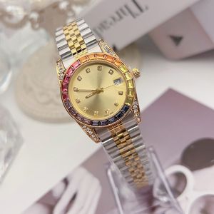 montre femme de luxe Strass diamant Or femmes montres Top Marque Designer montres-bracelets Tout Acier Inoxydable bande 31mm Étanche pour femmes Cadeau Saint Valentin