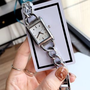 luxe dameshorloge Topmerk ontwerper 24 mm rechthoekige wijzerplaat dameshorloges Roestvrijstalen band mode polshorloges voor dames Moederdag Valentijnsdag kerstcadeau