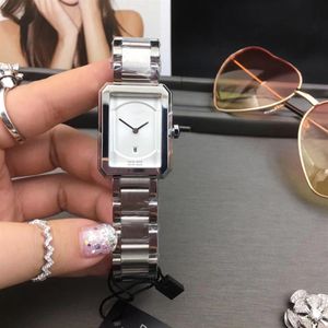 montre de luxe pour femme Top marque Rectangle cadran complet en acier inoxydable bande montres en or montres de mode pour les femmes Saint Valentin p245i
