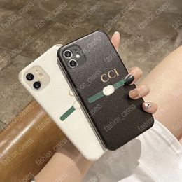 Coque de téléphone de luxe en peau d'agneau pour iPhone 13 Pro Max 11 12 14plus, coque de protection noire et blanche, lettre classique
