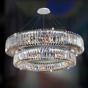 Lampes de luxe salon lustre en cristal design moderne chrome luminaire suspendu rond carré chambre lampe à LED