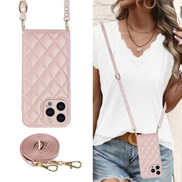 Luxury Lanyard Crossbody iPhone Case de teléfono de pulsera colgante COMPROBACIÓN CUERRA DE LA CUERRA DE SOMBRO DE ALTA CALIDAD ADECUADO PARA iPhone 15 14 11 13 PRO MAX X XR XS MAX 12