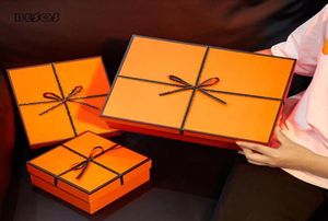 Luxe grote oranje zijden boog lint cadeaubox feestje bruiloft portemonnee sjaal verkopen kartonnen verpakking decoratieve cadeau doos4966440