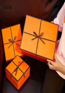 Luxe grote oranje zijden boog lint cadeaubox feestje bruiloft portemonnee sjaal verkopen kartonnen verpakking decoratieve cadeaubon3181760