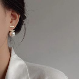 Pendientes colgantes de perlas grandes de lujo geométricos 2024 tendencia moda oro amarillo de 14k joyería exquisita para mujeres