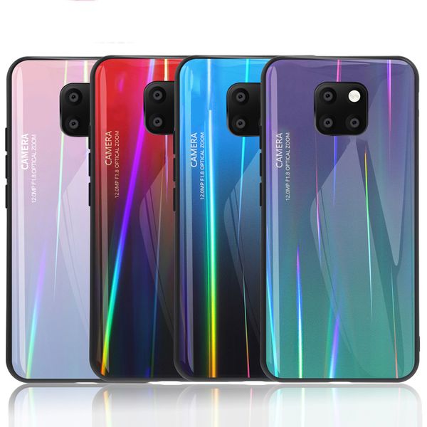 Étui en verre trempé dégradé laser de luxe pour Samsung S20 S8 S9 S10 Plus couverture arrière pour Samsung Note 20 8 9 10 Plus coque ultra colorée