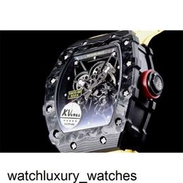 Lujo Último Richardmill Reloj de pulsera de alta calidad Reloj mecánico automático ahuecado Fibra de carbono Rm35-02 Cinta Cerámica Barril de vino Moda para hombre Choser 5p