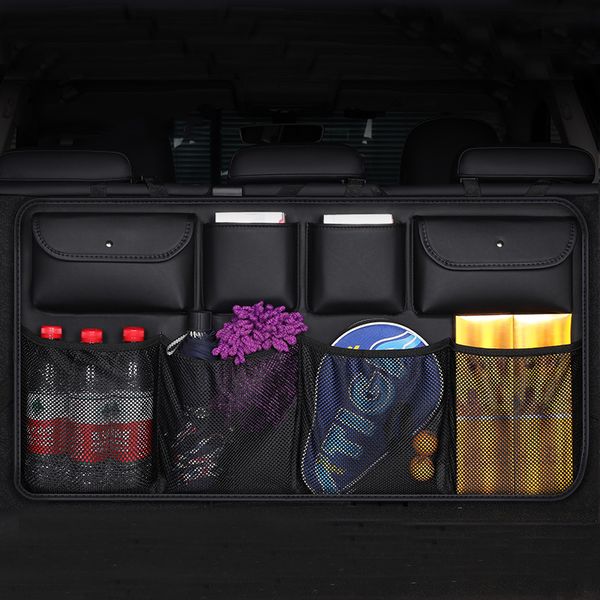 Cuir de luxe 8 poches Organisateur Pièces d'auto Siège arrière Sac de rangement Coffre de voiture MultiPocket Rangement Rangement Accessoires intérieurs2632