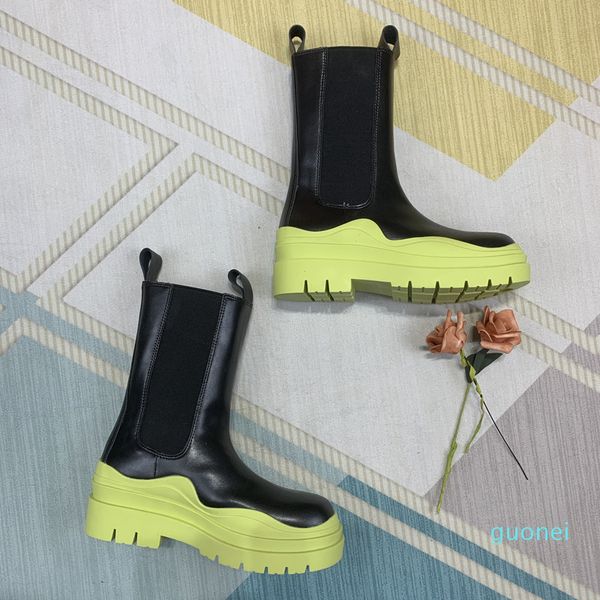 Botines de cuero de lujo de diseñador para mujer, zapatos de Otoño Invierno, suelas de goma de tubo elástico, botas de lluvia y nieve, calzado de moda para mujer 625