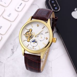 Montre-bracelet mécanique automatique pour hommes, bracelet en cuir de luxe, tourbillon, livraison directe, date du jour, cadeaux pour père