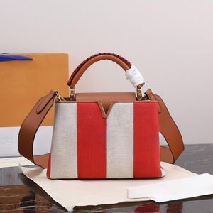 Luxe lederen canvas crosvas tas vol lederen lychee print polsbekleding dames handtas casual zakelijke schoudertas netwerk rode ster dezelfde stijl