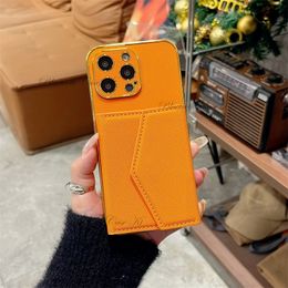 Funda de cuero de lujo para teléfono con bolsillo para tarjetas para iPhone 15 Pro Max 14Plus 13 12 11 ProMax 15 Plus 14 Pro Galvanoplastia con bordes completos Cartera Fundas para teléfonos celulares a prueba de golpes