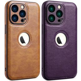 Luxe lederen hoesje voor Apple iPhone 15 14 13 12 11 Pro Max X XS XR 7 8 Plus Logo Hole Officiële Siliconen Telefoon Cover Cows 30 stks