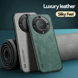 Étui en cuir de luxe pour l'honneur X9A 5G X9 5G Couverture arrière de téléphone à choc de choc en silicone doux pour Huawei Honor Magic 5 4 Lite 5G
