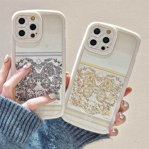 Luxury Leather Dream Garden Butterfly Floral Telephip para iPhone 15Promax 15Pro 14 13 Lensas de impresión TPU para iPhone 13Promax 12 14Promax Covers