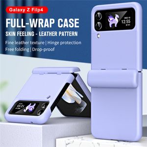 Étui de téléphone Vogue à charnière en cuir de luxe pour Samsung Galaxy Z pliable Flip3 Flip4 5G Durable robuste protection complète pare-chocs souple couleur unie coque pliable antichoc