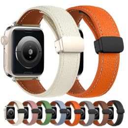 Luxury lederen magnetische gesp riem voor Apple Watch 9 8 7 45mm 41 mm Ultra 2 49mm vrouwen cadeau lederen band Iwatch Series 6 SE 5 4 44mm 42 mm 40 mm 40 mm