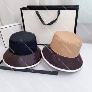 Chapeaux de pêcheur en cuir de luxe en Patchwork, chapeaux de styliste avec lettres de trèfle, casquettes pour hommes et femmes