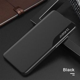 Fundas de cuero de lujo para teléfono Samsung Galaxy S21 Plus Ultra Note 20 A72 A52, cubierta magnética para dormir con ventana