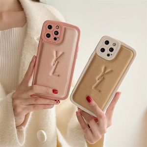 Cajas de teléfonos de cuero de lujo Marca de impresión de letra iPhone 14 Pro Celéfono Celebre de Pro un pareja de adhesivo suave Cubierta de choque completa a prueba de choques de iPhone