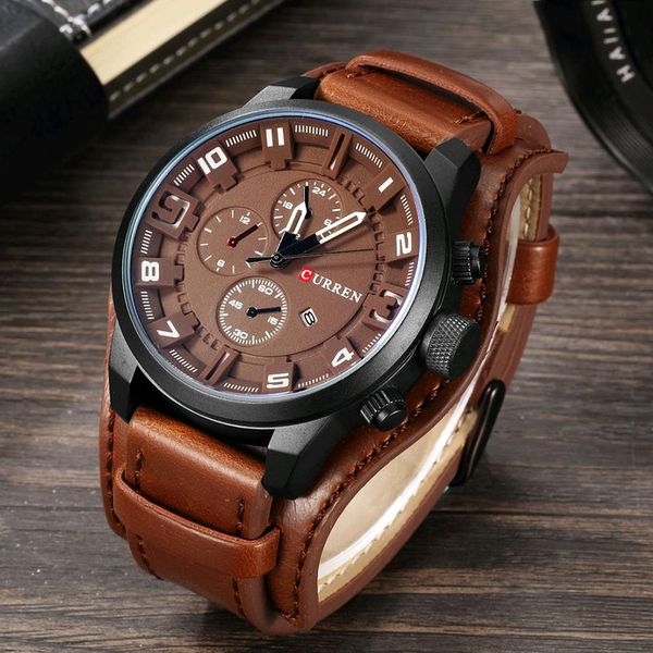 Luxe en cuir Quartz hommes montres mode Sport militaire étanche montre affaires Punk Style mâle horloge