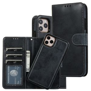 Luxe lederen verwijderbare case voor iPhone SE 12 MINI 11 PRO XR XS MAX 6 6S 7 8 Plus 5 5S Flip Wallet Card Telefoon Tassen Cover