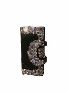 Portefeuille en cuir de luxe pour femmes lg fi snap multi-cartes strass dames portefeuille tendance diamant portefeuille banquet pochette F79E #