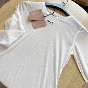 Camiseta con parche de letras para mujer, camisetas sexys transparentes de manga larga, camisetas informales de diseñador de lujo para verano