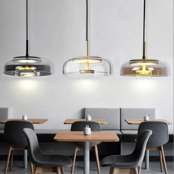 Luxe LED Lustre Foyer Allée Couloir Cuisine Table À Manger En Verre Suspendu Lumière Bar Restaurant Décor Lampe Suspendue Lustre