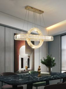 Lustre Led de luxe salon moderne îlot de cuisine suspension lampe créative K9 lustre en cristal salle à manger Installation d'éclairage