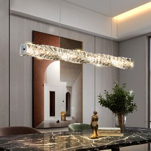 Luxe Led cristal salle à manger lustre design créatif barre accrocher éclairage moderne îlot de cuisine cristal lampe maison deocr lustre