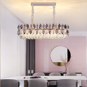 Lámparas de techo de cristal con luz LED de lujo, lámparas colgantes ovaladas modernas para techo, decoración del hogar para decoración del comedor