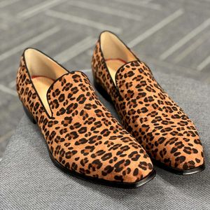 Luxe Luipaardprint Mannen Kleding Schoenen Platte Casual Schoen Zakelijk Kantoor Oxfords Echt Leer Ontwerpers Gesp Suède Loafer Met Doos NO493