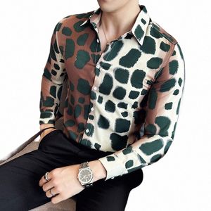 Chemise de luxe à imprimé léopard pour hommes, automne 2023, manches Lg, décontractée, Busin Dr, Streetwear, fête sociale, chemisier de smoking 4XL o5KG #
