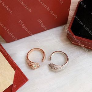 Luxe Luipaard Ring Designer Diamanten Ringen Voor Vrouwen Hoge Kwaliteit Dames 925 Sliver Sieraden Verlovingsring Verstelbare Opening Kerstcadeau