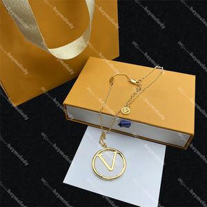 Colliers de luxe avec lettres dorées, pendentif grand cercle pour hommes et femmes, colliers de personnalité avec boîte