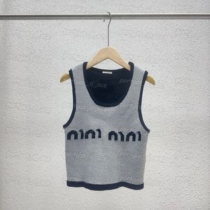 Lettres de luxe femmes t-shirt tricot sans manches gilet hauts Sexy décontracté gris réservoirs