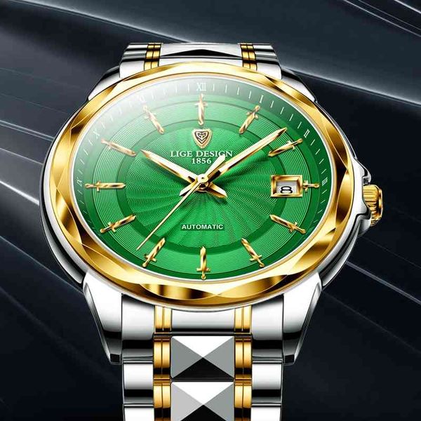 Luxe LIGE Marque Saphir Automatique Montre Mécanique Hommes De Mode En Acier De Tungstène Étanche Sport Hommes Montres Épée Pointeur 210527