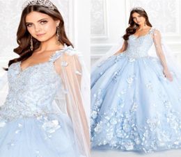 Robes de soirée bleu clair de luxe avec robe de bal à manches en pein