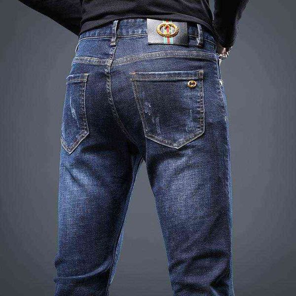 Jeans légers de luxe pour hommes 22 produits d'automne coupe ajustée coton élastique Double g tendance de la marque