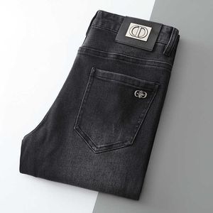 Jeans de luxe légers pour hommes automne et hiver pantalons épais Version coréenne mince petit tronçon droit