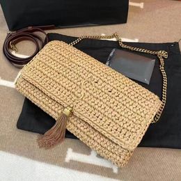 Luxe linnen schouderschouder dames raffia's ontwerper messenger hobo mini portemonnees weef avond handtas mode crossbody stro strandtassen 230726