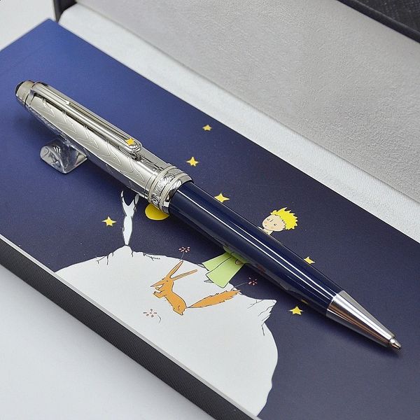 Luxe Petit Prince Bleu et Argent 163 Stylo à bille Roller Stylo à bille Stylo plume bureau papeterie marque Écrire stylo de recharge 240119