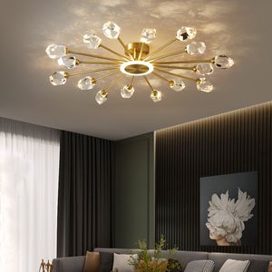 Lampada da soffitto in rame per soggiorno di lusso, postmoderna, minimalista, nordica, personalità creativa, per la casa, ristorante, lampada di cristallo molecolare