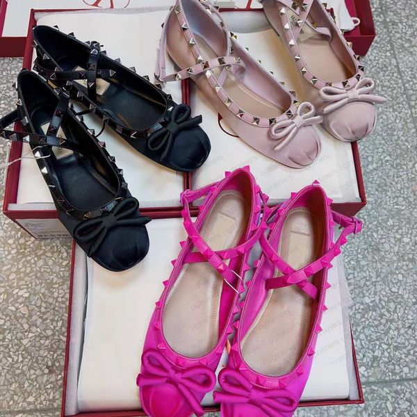 Molages de luxe à nœud round-toe Chaussures de ballet de ballet plat de bateau