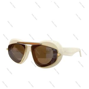 Gafas de sol Loewee de lujo Tarsier Loweve Gafas de sol para mujer Gafas de sol Acetato Mariposa Marco grande Lente Marco Marca Máscara Amarillo Espejo de conducción Anteojos 308