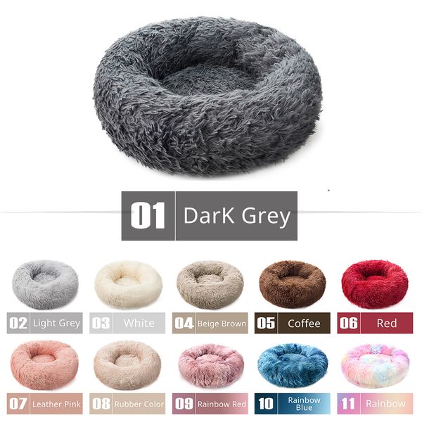 Cesta de cama para perros de felpa larga de lujo, cama calmante Hondenmand, perrera para mascotas, casa para gatos, Shag, piel vegana, Donut, Cuddler, camas para gatos y cachorros